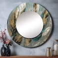thumbnail image 1 of Designart "Feather Extravaganza Gold I" Glam Feather Rund Mirror For Wall Decor - Large Gold Round Print Mirror - Round Modern Mirror - Wall Mounted Round Large Mirror - 23" x 23", 1 of 6