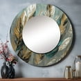 thumbnail image 1 of Designart "Feather Extravaganza Gold I" Glam Feather Rund Mirror For Wall Decor - Large Gold Round Print Mirror - Round Modern Mirror - Wall Mounted Round Large Mirror - 36" x 36", 1 of 6