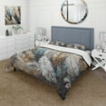 thumbnail image 1 of Designart "Feather Extravaganza Gold II" Glam Feather Bedding Covert Set - Glam Blue Floral Bed Set With 2 Shams, 1 of 6