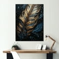 thumbnail image 1 of Designart "Feather Glamour Gold II" Glam Feather Metal Art Print, 1 of 5