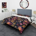 thumbnail image 1 of Designart "Feathered Boho Pink Blue Blend" Floral Bedding Covert Set - Cottage Bed Set With 1 Sham, 1 of 5
