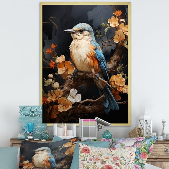 Designart "Feathered Realistic Aviary I" Animals Bird Picture Framed Wall Art Prints