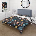 thumbnail image 1 of Designart "Feathered Tribal Fantasy V" Boho Bedding Covert Set - Bohemian & Eclectic Bed Set With 2 Shams, 1 of 5