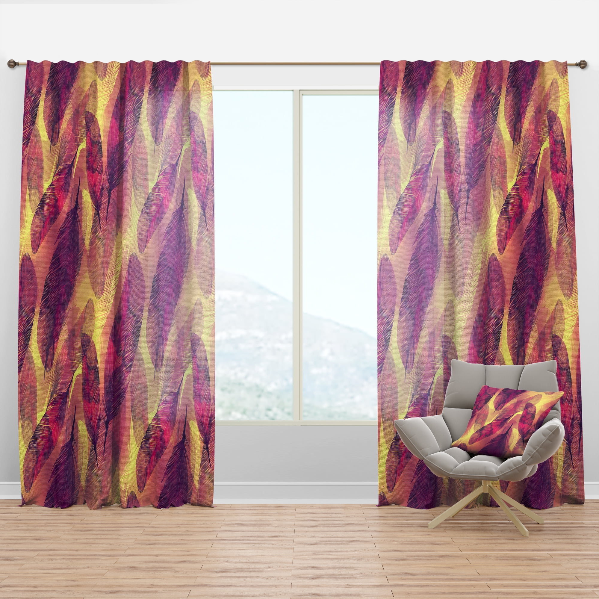 Designart 'Feathers Boho Art Pattern' Southwestern Curtain Panel