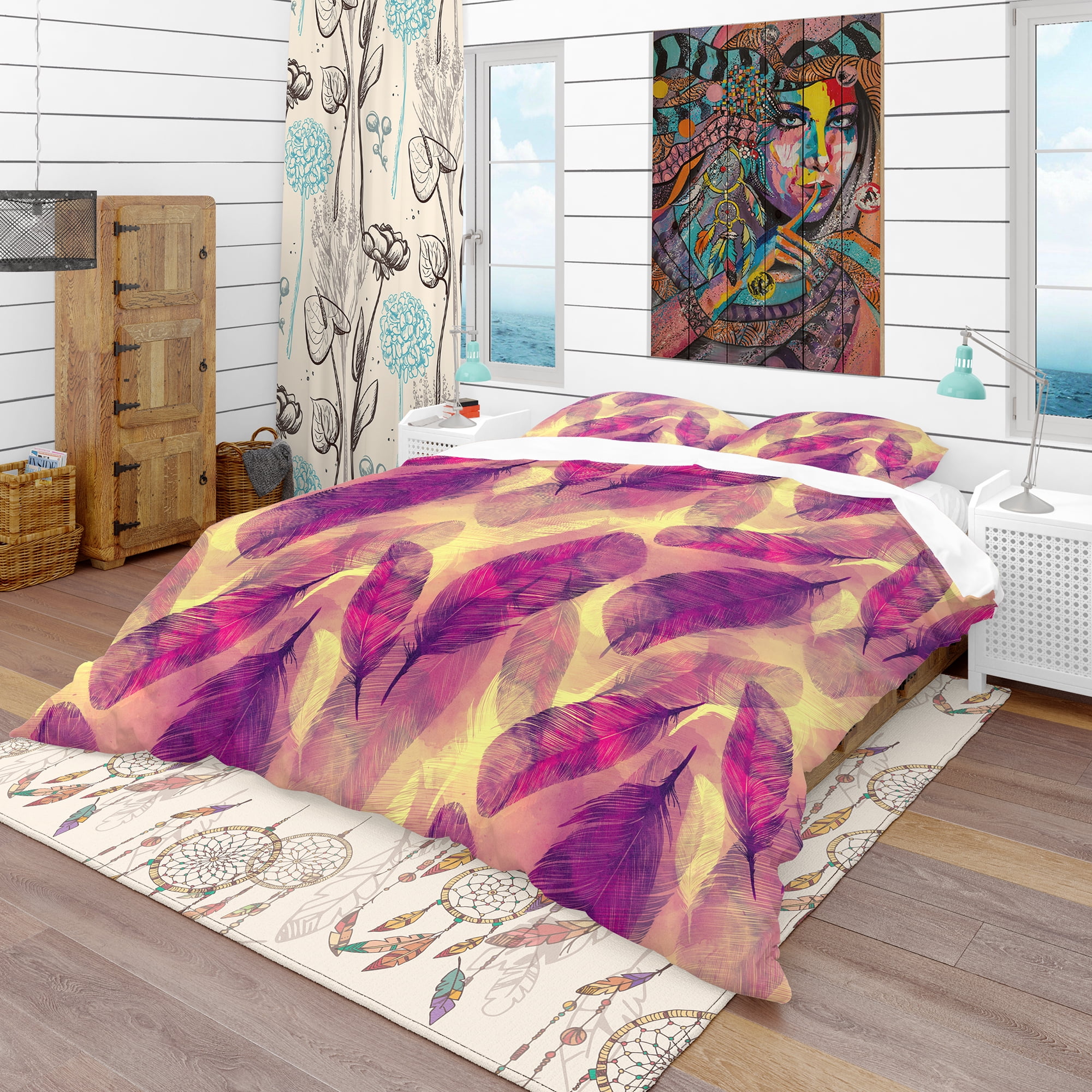 Designart 'Feathers Boho Pattern' Southwestern Duvet Cover Set