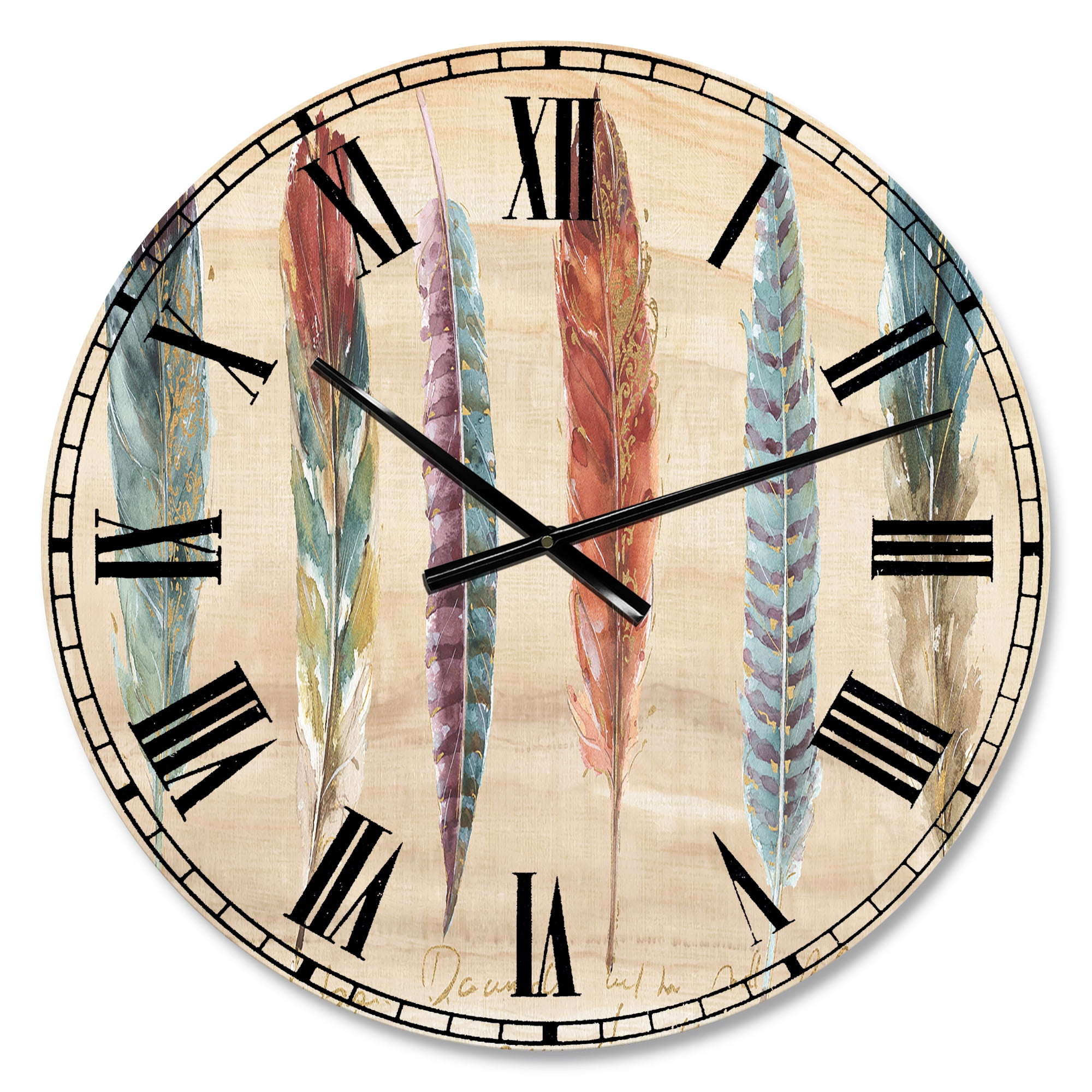 Designart 'Feathers Cottage Family ' Bohemian wall clock