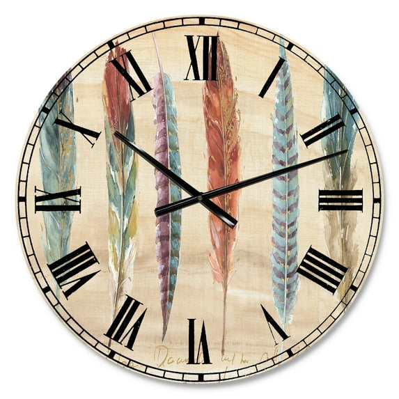 Designart 'Feathers Cottage Family ' Bohemian wall clock
