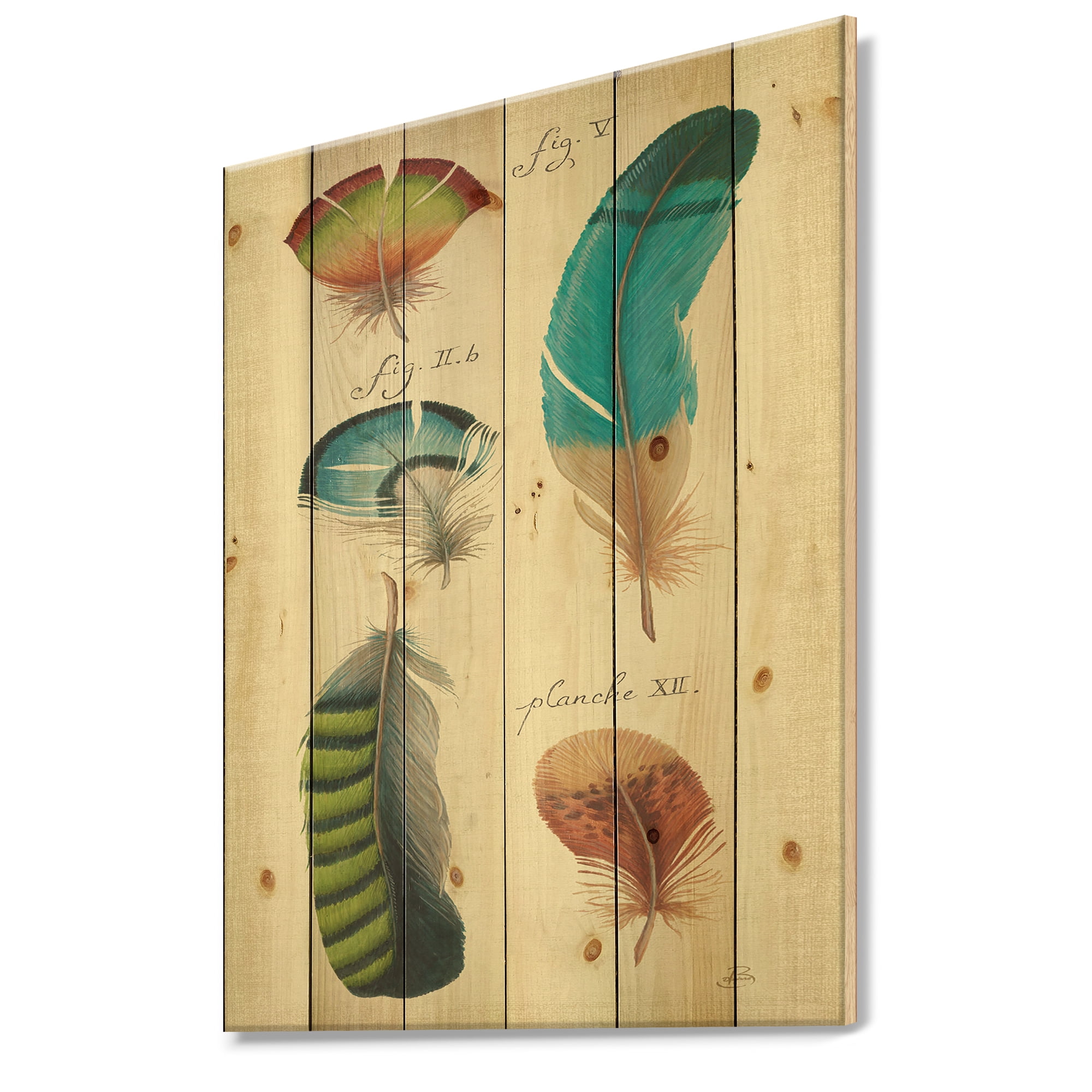 Designart 'Feathers Cottage Family III' Cabin & Lodge Print on Natural Pine Wood