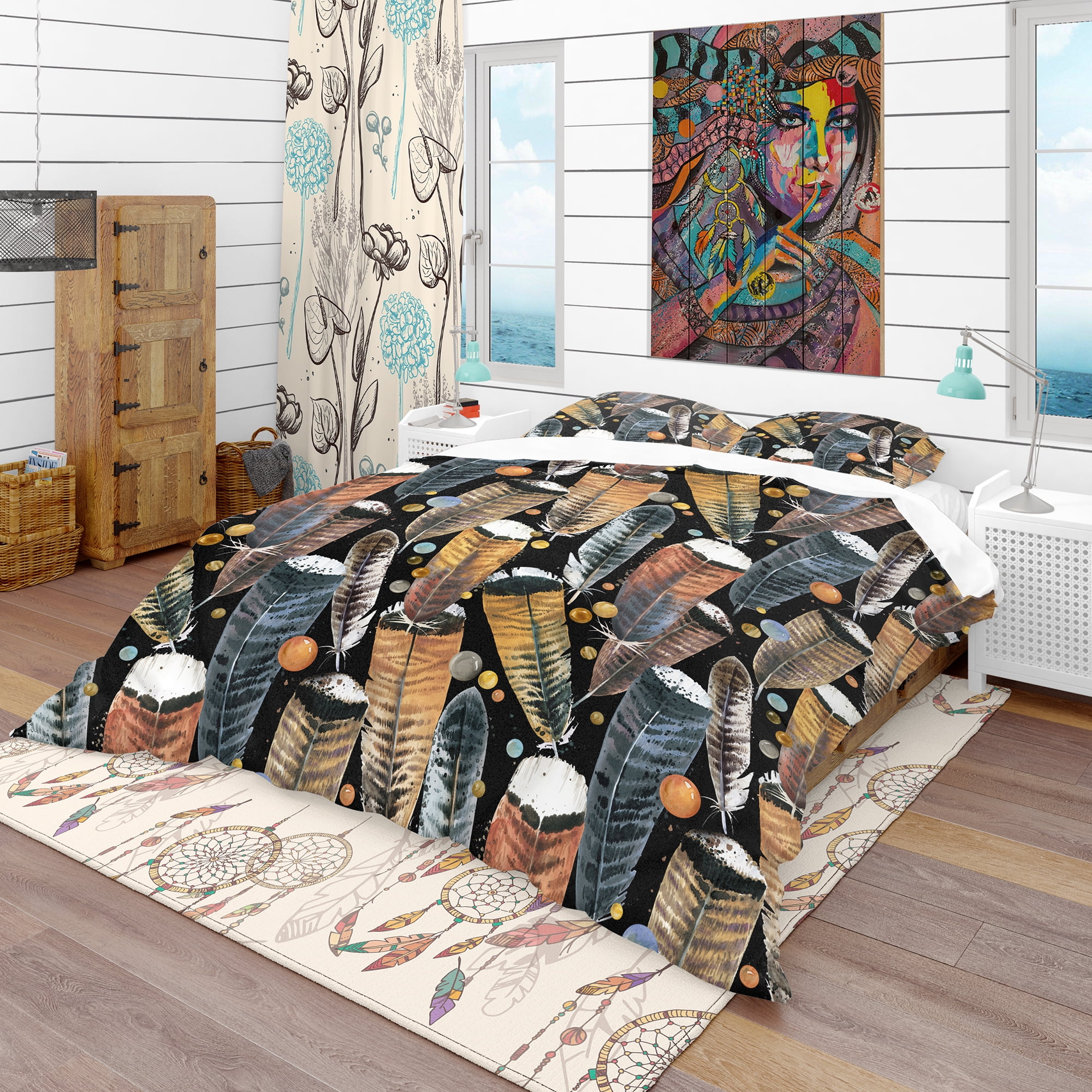 Designart 'Feathers Pattern' Southwestern Duvet Cover Set