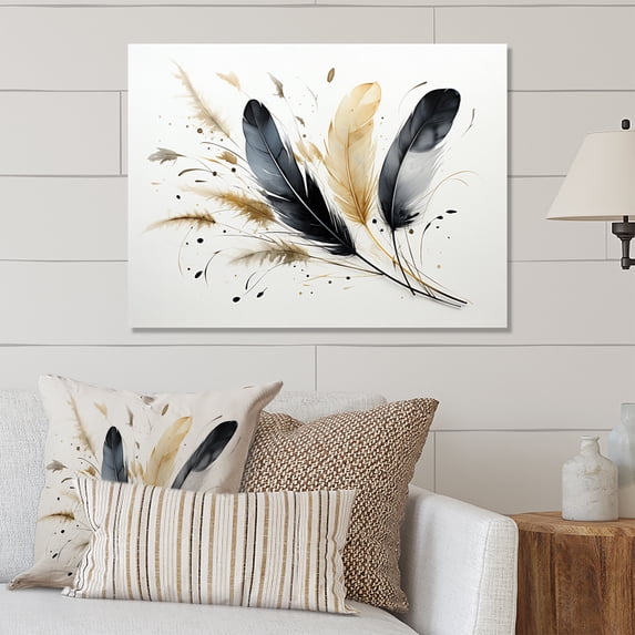 Designart "Feathers Sumi Asian Painting IV" Asian Art Metal Wall Decor