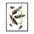 thumbnail image 1 of Designart 'Feathers and Golden Frame' Bohemian & Eclectic Framed Canvas Wall Art Print, 1 of 1