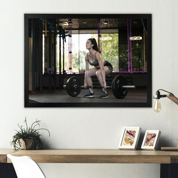 Designart "Female Fitness Intensity" Aerobic & Bodybuilding Picture Framed Wall Decor