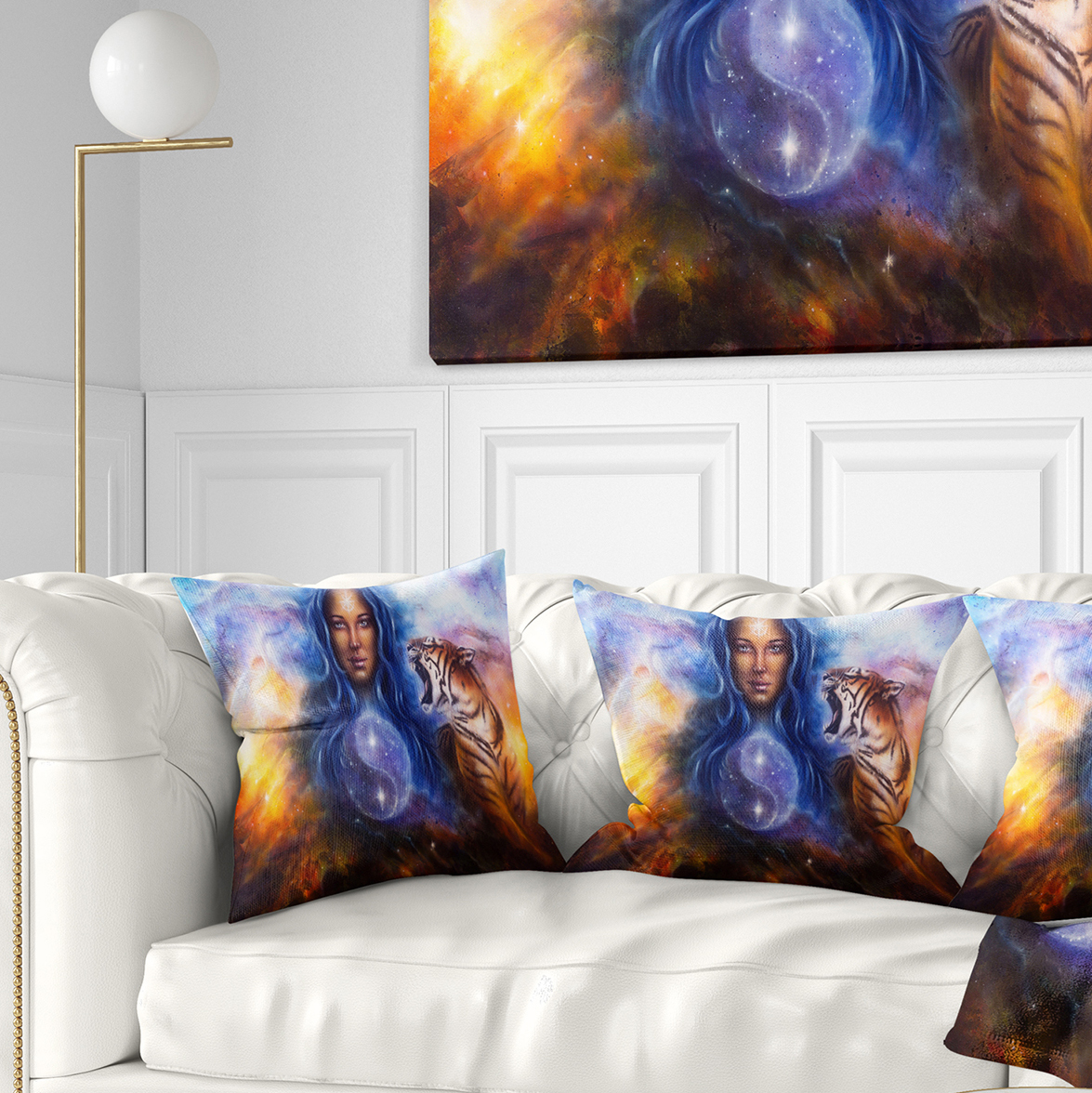 Designart Female Goddess Lada - Portrait Throw Pillow - 16x16
