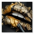 thumbnail image 1 of Designart ' Female Lips With Black Leather and Gold Foil ' Modern Canvas Wall Art Print, 1 of 4
