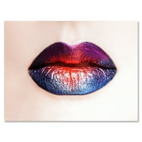 Designart ' Female Lips With Bright Multicolored Lipstick ' Modern Canvas Wall Art Print