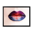 thumbnail image 1 of Designart 'Female Lips With Bright Multicolored Lipstick' Modern Framed Art Print, 1 of 4