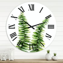 Designart 'Fern Plant In Greenbotanical Detail' Tropical Wall Clock