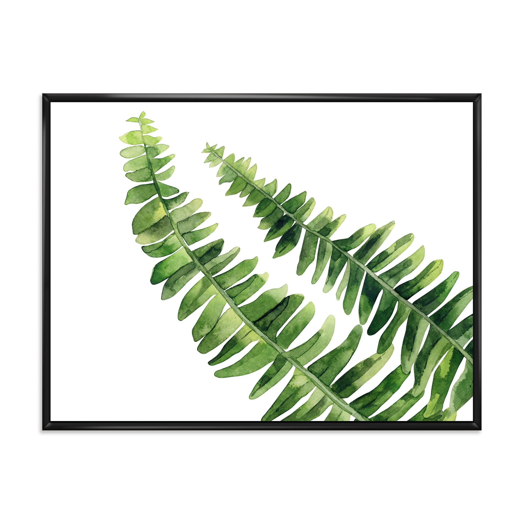 Designart 'Fern Plant Leaves Detail I' Farmhouse Framed Canvas Wall Art Print
