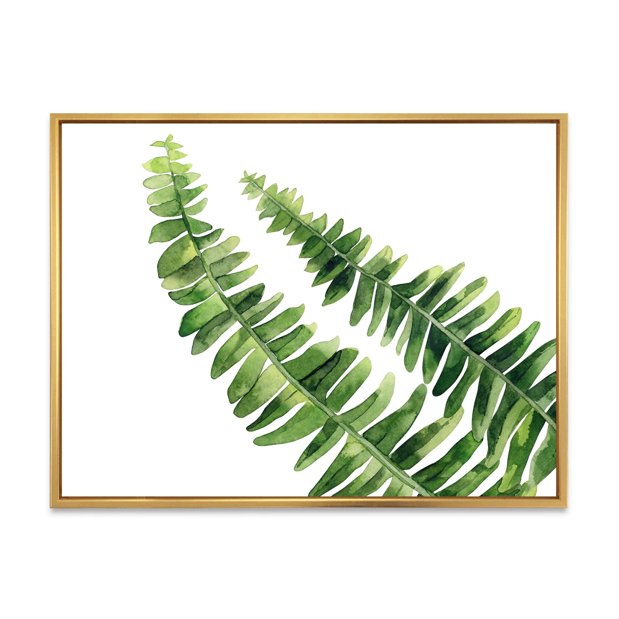 Designart 'Fern Plant Leaves Detail I' Farmhouse Framed Canvas Wall Art Print