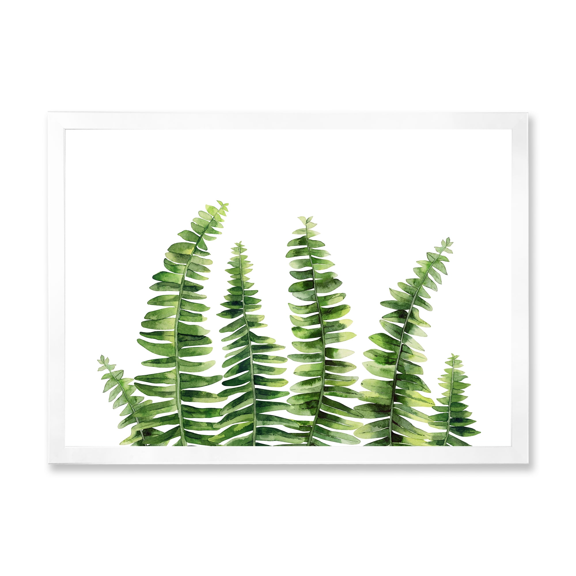 Designart 'Fern Plant Leaves Detail II' Farmhouse Framed Art Print