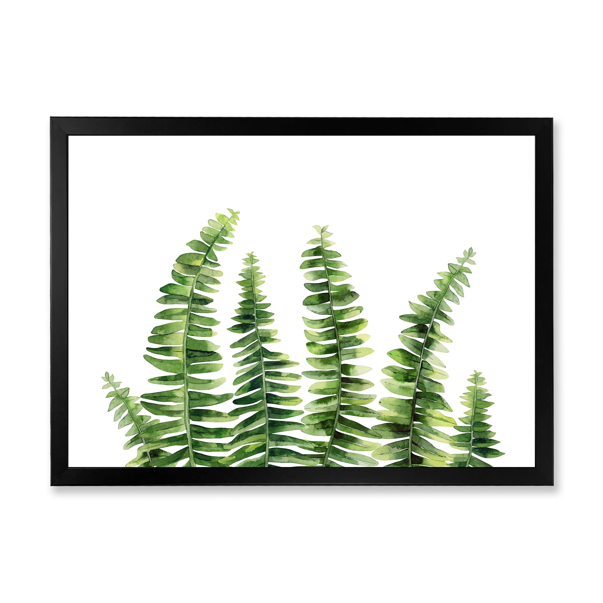 Designart 'Fern Plant Leaves Detail II' Farmhouse Framed Art Print