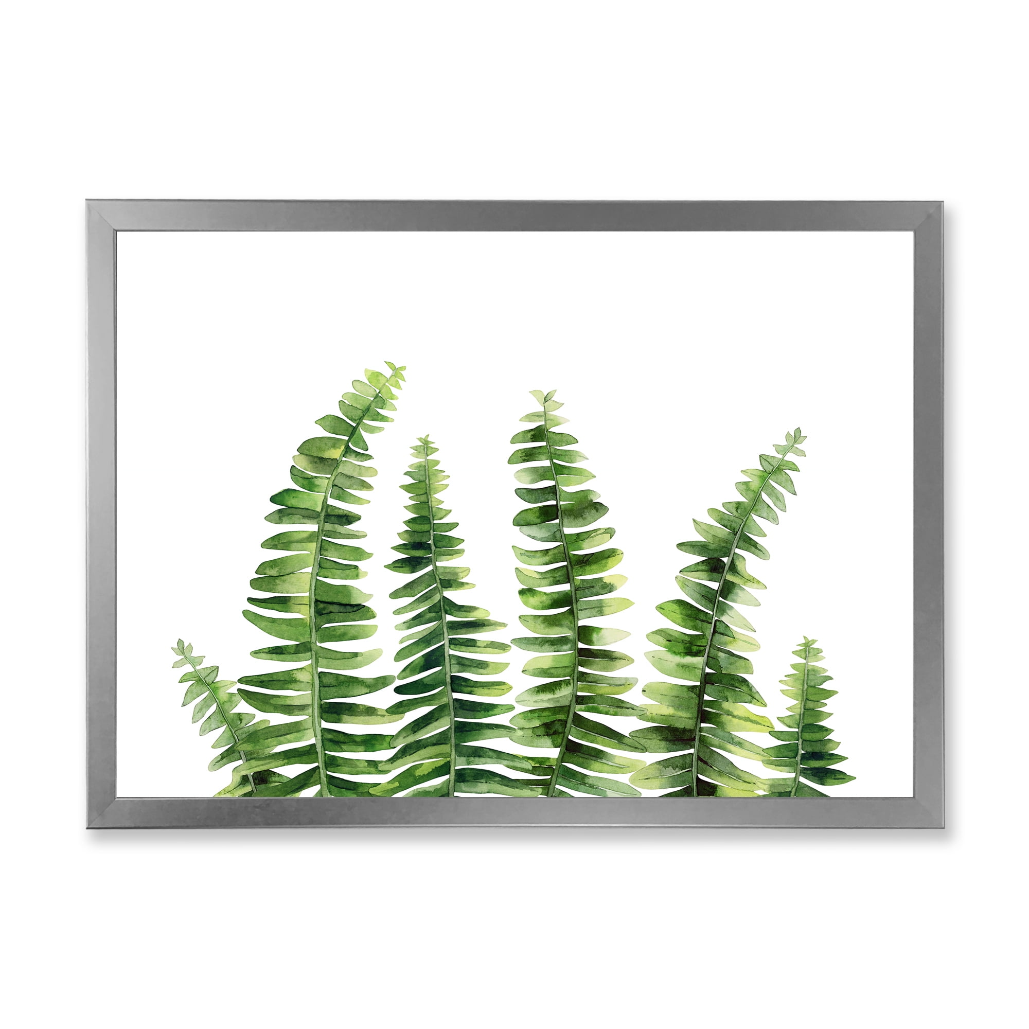 Designart 'Fern Plant Leaves Detail II' Farmhouse Framed Art Print