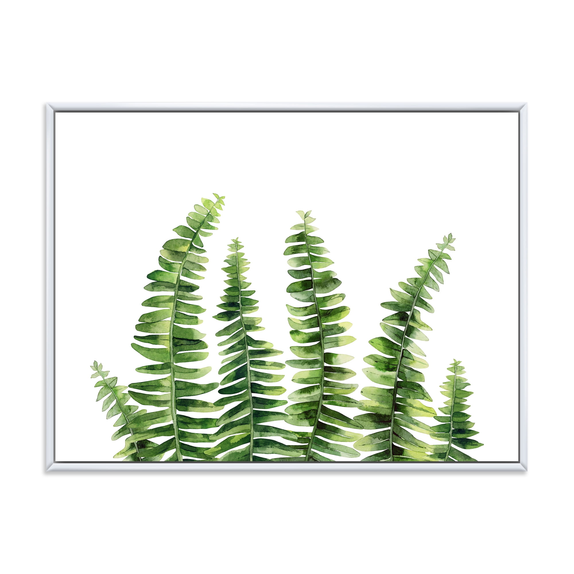 Designart 'Fern Plant Leaves Detail II' Farmhouse Framed Canvas Wall Art Print