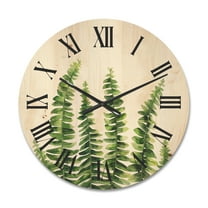 Designart 'Fern Plant Leaves Detail II' Farmhouse Wood Wall Clock