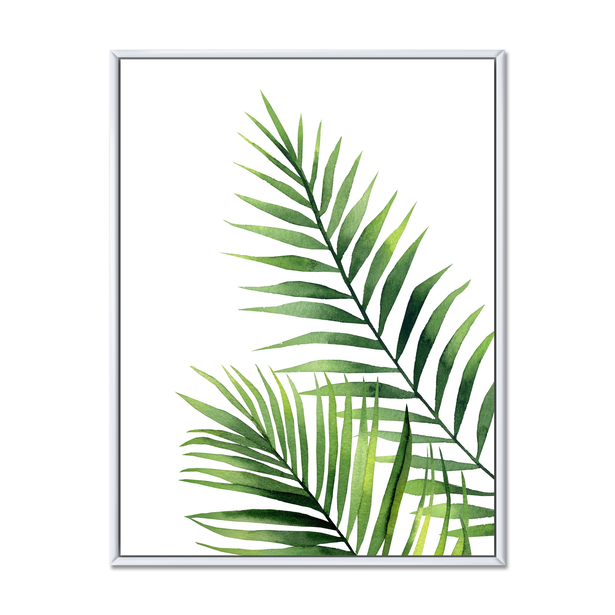 Designart 'Fern Plant Leaves Detail III' Farmhouse Framed Canvas Wall Art Print