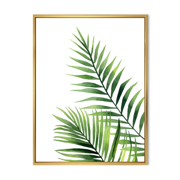 Designart 'Fern Plant Leaves Detail III' Farmhouse Framed Canvas Wall Art Print