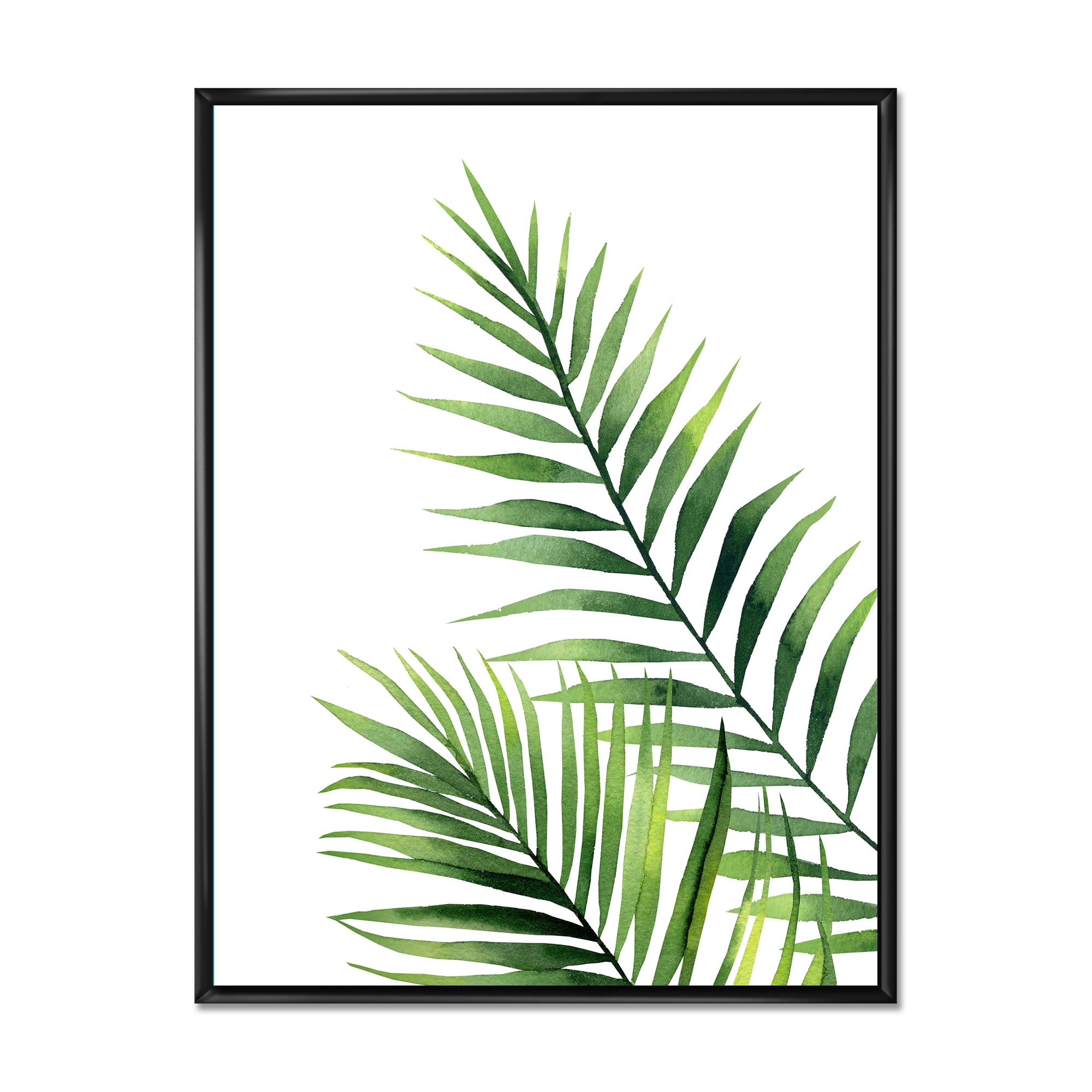 Designart 'Fern Plant Leaves Detail III' Farmhouse Framed Canvas Wall Art Print
