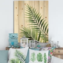 Designart 'Fern Plant Leaves Detail III' Farmhouse Print on Natural Pine Wood