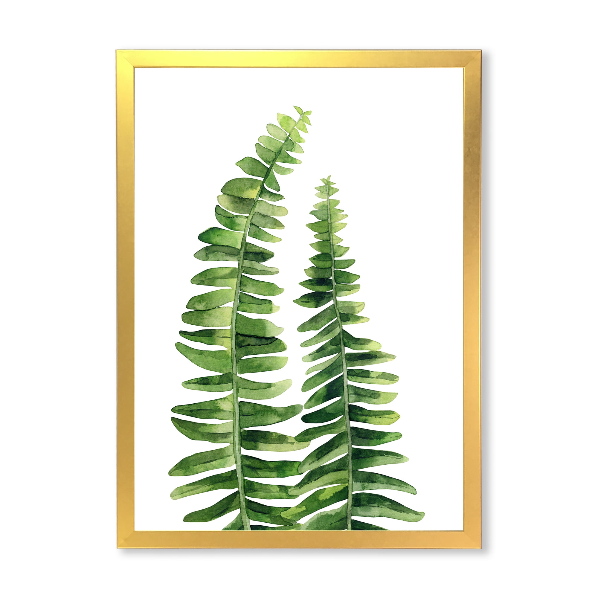 Designart 'Fern Plant Leaves Detail IV' Farmhouse Framed Art Print