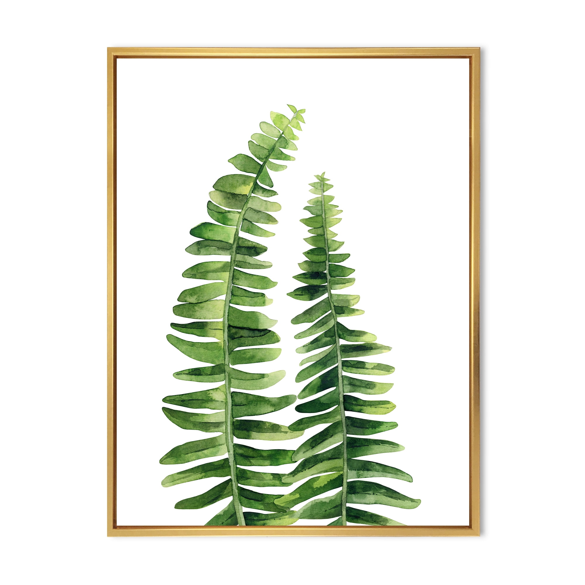 Designart 'Fern Plant Leaves Detail IV' Farmhouse Framed Canvas Wall Art Print