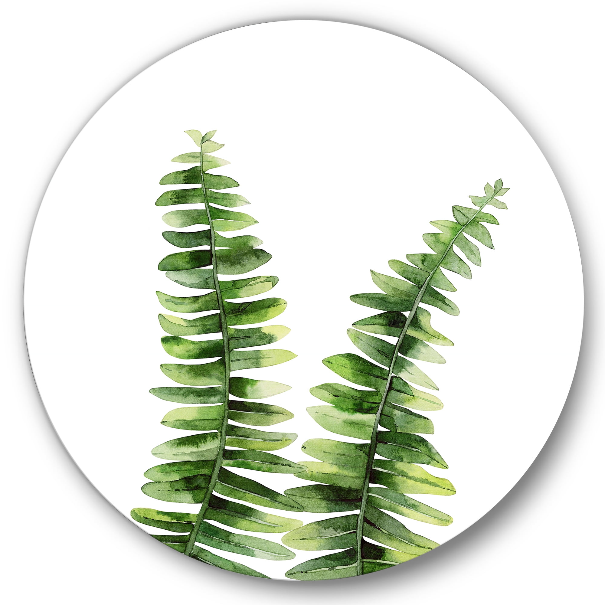 Designart 'Fern Plant Leaves Detail V' Tropical Circle Metal Wall Art 29x29 - Disc of 29