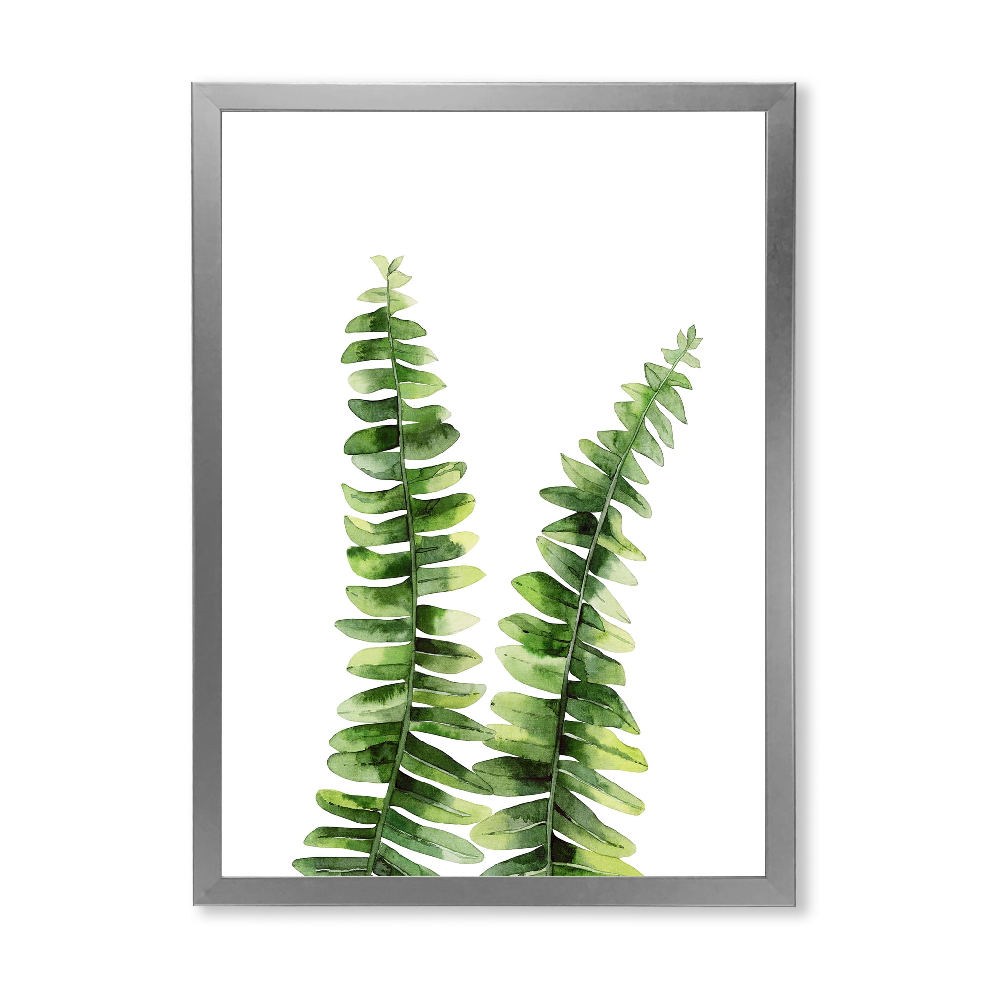 Designart 'Fern Plant Leaves Detail V' Tropical Framed Art Print