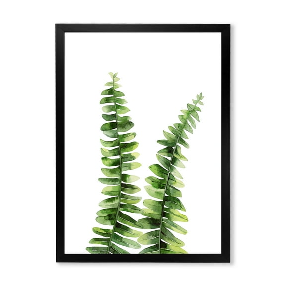 Designart 'Fern Plant Leaves Detail V' Tropical Framed Art Print