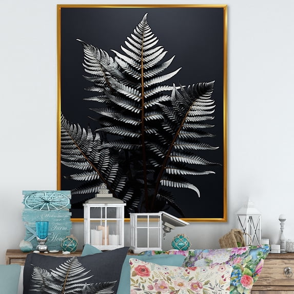 Designart "Ferns Bronze euphony II" Floral & Botanical Floater Framed Canvas Print