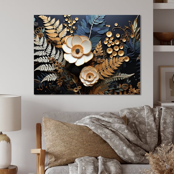 Designart "Ferns Copper gracefulness I" Floral Metal Art Print