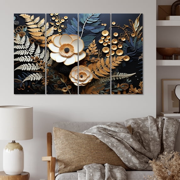 Designart "Ferns Copper gracefulness I" Floral Metal Wall Decor Set