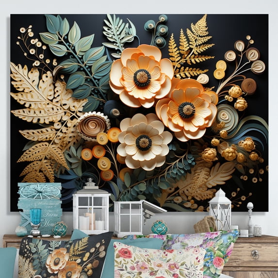 Designart "Ferns Copper gracefulness III" Floral Wall Art Print