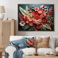 thumbnail image 1 of Designart "Ferns Coral Papercut" Floral Floater Framed Canvas Print, 1 of 7