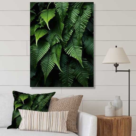 Designart "Ferns Plant Monochrome Euphony II" Floral & Botanical Wall Art Print