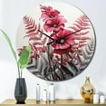 thumbnail image 1 of Designart "Ferns Ruby quintessence II" Floral Oversized Wall Clock, 1 of 5