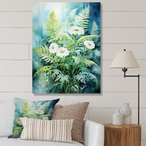Designart "Ferns love expression I" Floral & Botanical Canvas Wall Art