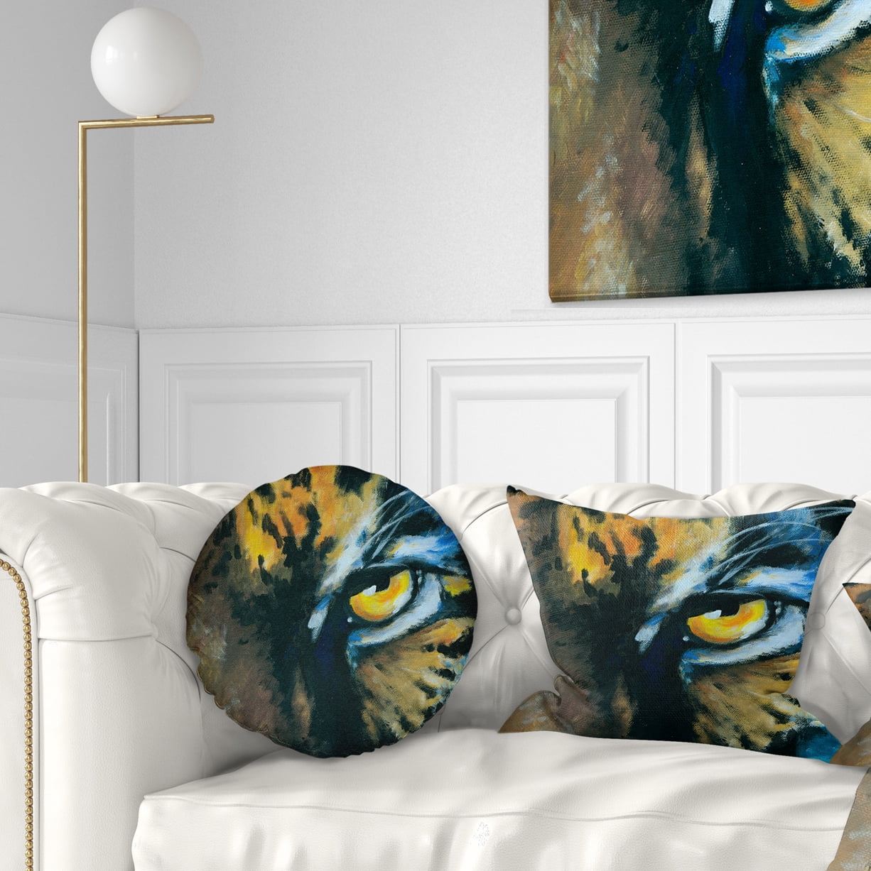 Designart Ferocious Eye of Tiger - Abstract Throw Pillow - 12x20