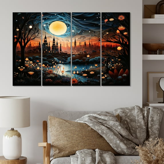 Designart "Festival The Hinduisim Diwali painting II" Spiritual Metal Wall Art Set
