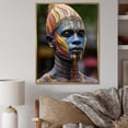 thumbnail image 1 of Designart "Festive Ritual Portrait African" People Framed Wall Art - Global Blue African Mask Entryway Framed Wall Art Print, 1 of 6