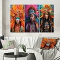 thumbnail image 1 of Designart "Festive Slavic Spiritual Portraits XI" Boho Woman Wall Art Set Of 3 - Woman Boho Pink Gallery Set For Office Decor, 1 of 6
