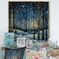 thumbnail image 1 of Designart "Festive Winter Woodscape under Starry Night" Food & Beverage Framed Wall Art - Blue Fruits Living Room Framed Canvas Art, 1 of 6
